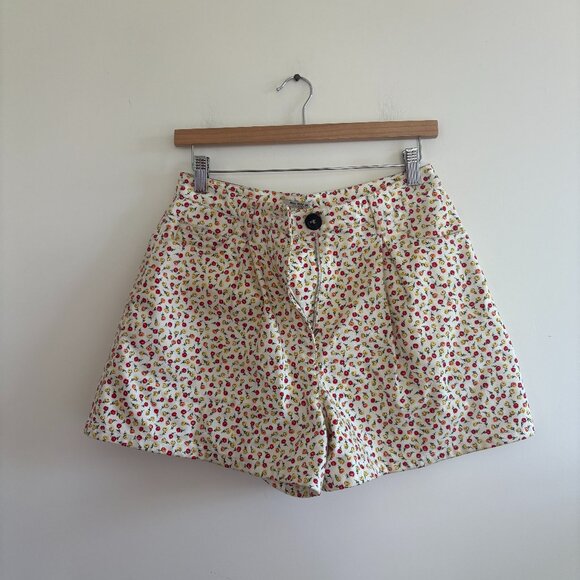Miu Miu High Waisted Denim Floral Shorts